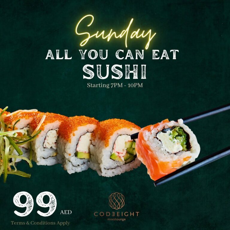 ALL YOU CAN EAT SUSHI SUNDAY - Code Eight Mixo Lounge - Mercure Dubai ...